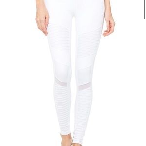 Alo Yoga White Moto Leggings